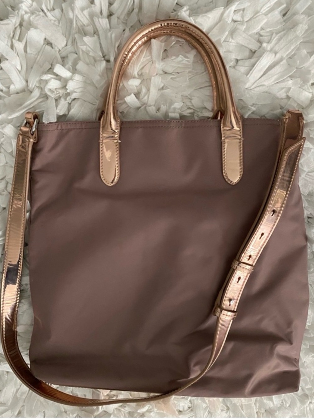 Banana Republic Mauve Shoulder Tote with Rose Gold Hardware